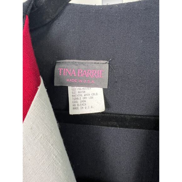 Vtg 80s New Wave Tuxedo Power Suit Blazer Secretary Work Navy Coat Dress M/L - Picture 2 of 8